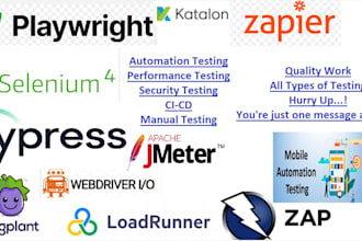 automation, manual, performance, security testing, all types of testing