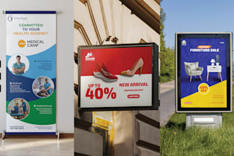 design eye catching yard signs, roll up banners, billboards