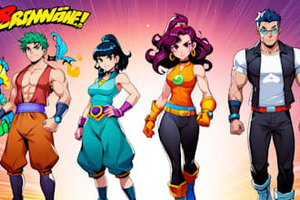 create an own bright cartoon character design illustration