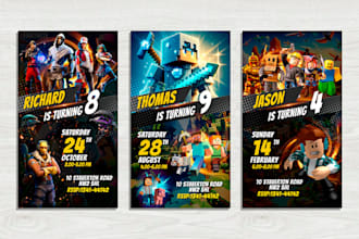 design a fortnite, minecraft or roblox birthday card