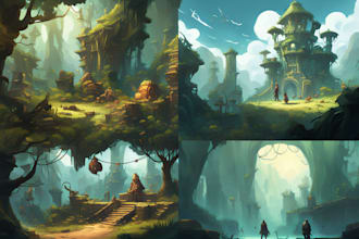 draw a game art, illustration, environment or concept art
