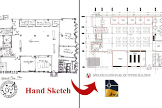 convert pdf, image, blue print, hand sketch to auto cad