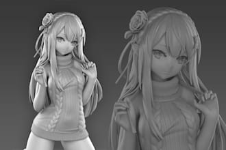 do 3d anime figure model 3d figurine statue cartoon action chibi character model