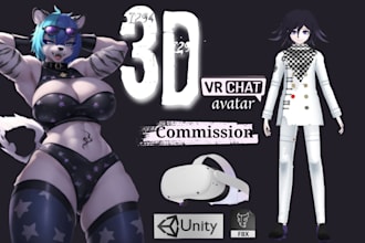 create custom vrchat avatar nsfw furry 3d anime vtuber vr character vr chat vrc