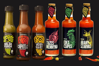 design jar label, tin label, sauce label, sauce packaging and honey label design