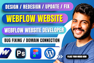 do figma to webflow, update or fix webflow website bug, redesign webflow website