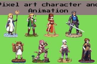 create 2d pixel art character animation sprite sheet pixel game art