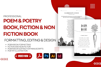 design, format poem book, poetry book, chapbook, fiction, manuscript formatting