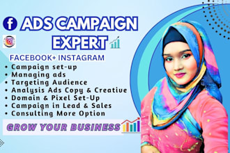 be your facebook ads manager, fb ads run and marketing