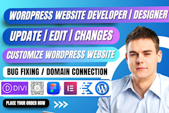 edit wordpress website, do wordpress customization, wordpress avada or update