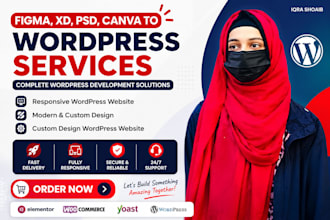 create a responsive wordpress website from figma, xd, PSD, or canva