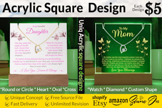 make acrylic gift and message card design for shine on, amazon, etsy etc
