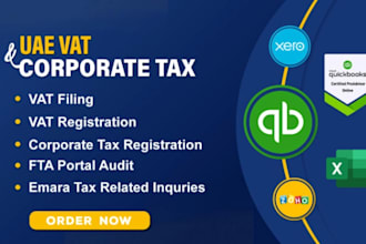 handle uae vat registration, return filing, and corporate tax compliance