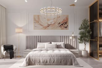 bedroom interior design and realistic 3d rendering
