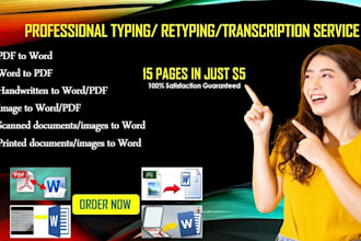 type, retype handwritten, scanned documents or images, pdf to word, word to pdf