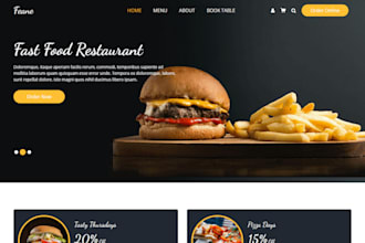 create fast food website, pizza, burger, restaurant website, bakery store
