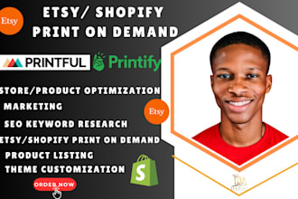 etsy shopify print on demand, etsy shopify seo print on demand printful printify