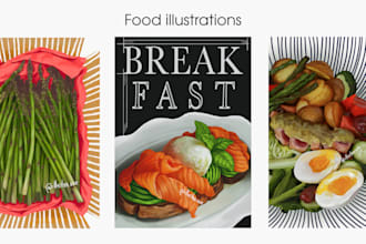 create a professional food illustration for restaurants, cafes, packaging