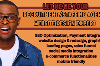recruitment website job board, staffing agency website recruitment landing page