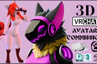 design detailed vrchat avatar VR character furry vrchat avatar in unity