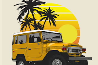 draw vintage or retro car illustrations