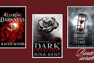 create dark romance book cover, crime book cover and horror book cover designs