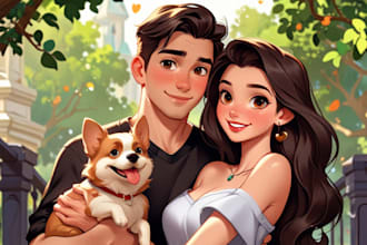 design a professional disney couple or group portrait