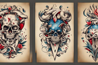 draw custom american traditional tattoo design for you
