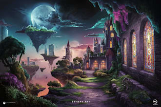 create fantasy landscape concept art