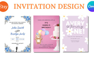 design custom digital invitation templates birthday card and wedding invitation