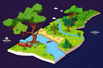draw custom travel illustrated vector map design