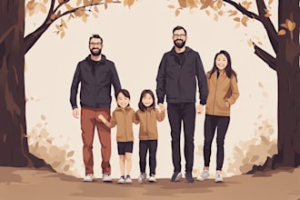 draw a vector art family portrait