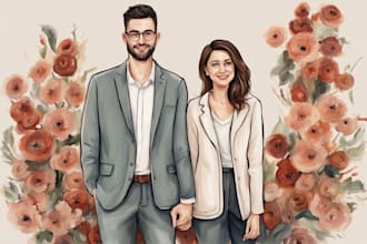 draw couple portrait illustration from photo