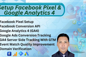 setup or fix and manage fb pixel, conversion API, ga4, ecommerce tracking