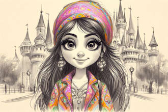 draw your photo into disney portrait sketch illustration
