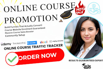 do online course promotion advertise udemy course, kajabi, thinkific website