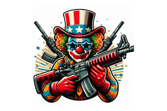 design high quality clown gunner mascot logo with new concept in 1 day