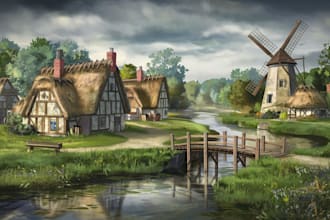 do landscape and environment concept art and background