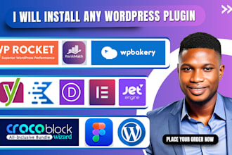 install elementor pro, astra pro, rank math pro, crocoblock, wp rocket, plugins
