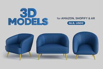deliver glb, gltf, usdz 3d models for ar and VR
