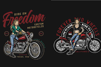 design classic vintage skull colorful motorcycle logo