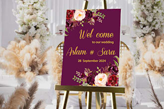 design wedding entrance ,welcome sign and wedding card for your special day