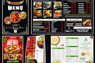 design professional restaurant menus, food menus, and fast food flyers