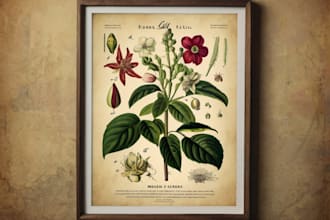 create a beautiful vintage botanical illustration poster