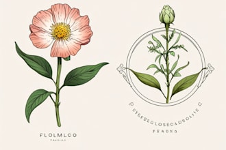 draw botanical illustration of flower illustration, plant illustration and logo