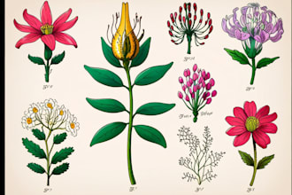 draw a botanical flower plants digital art scientific illustration