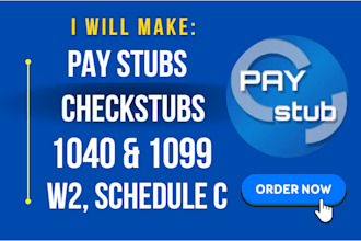 make paystub, pay stub, check stub, w2, 1040 and 1099