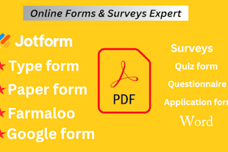 create jotform, google form, paper form, formaloo and typeform