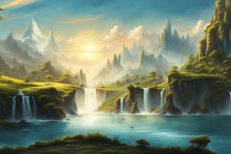 draw fantasy concept landscape illustrations