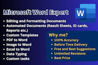create, edit, and format microsoft word documents being a ms word expert